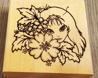 Peeking Pixie Girl Rubber Stamp from Leigh’s Wishing Well