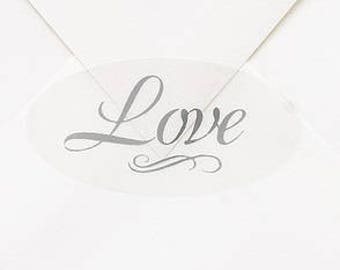 Silver Love Wedding Envelope Seals (Set of 25) Wedding Stickers