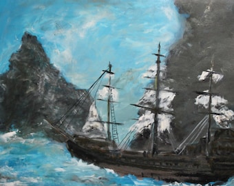 Seascape sailing ship oil painting