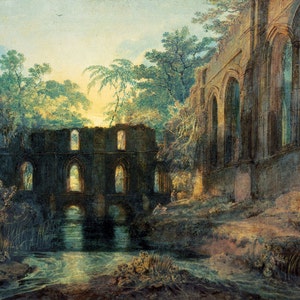 Joseph Mallord William Turner: "le dortoir et le Transept de l'abbaye de fontaines — Evening" (1798) - Giclee Fine Art Print