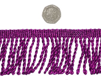 Purple Twisted 50mm Metallic Bullion Fringe Trimming Sold by the Metre