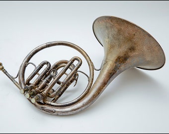 French Horn - Vintage 1926 C G Conn Silver plated made in Elkhart, Indiana, USA