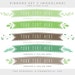 Hand drawn ribbon banners flags digital ribbon clip art tags forest leaves branches woodland colors graphics for personal commercial use