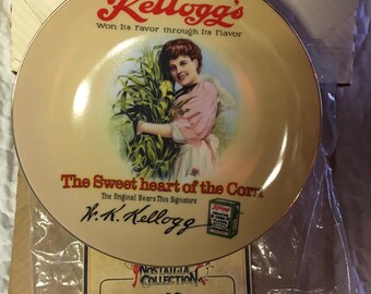 Vintage Kelloggs " The Sweet Heart of the Corn" Collectors Plate w/ Certificate of Authenticity