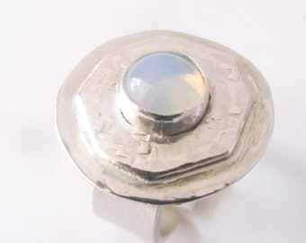 Chunky Sterling Silver Ring, Sterling Silver Ring, Opal Ring, Adjustable Silver Ring, Silver Gemstone Ring
