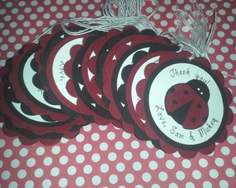 Ladybug favor tags, ladybug labels, ladybug gift tags, bug tags - Set of 10