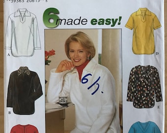 Simplicity 7764 - Collared Top or Tunic with Shirttail Hem - Size XS S M