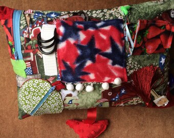 Alzheimer pillow, occupational therapy, fidget pillow, dimentia pillow, fiddle cushion , sensory cushion .