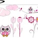 2 Sunflowers clipart - 3 tulips clip art - 3 cute owls clipart - pink digital clip art + 1 tree branch and 2 pink clouds!!!