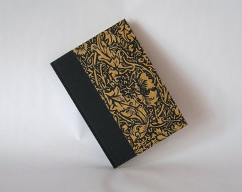 Address book large - black and mustard English garden - 6x8.5in 15x22cm - Ready to ship
