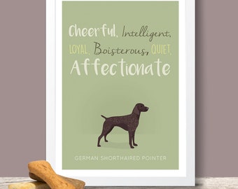 German Shorthaired Pointer Breed Traits Print - Great Gift for German Shorthaired Pointer Lovers