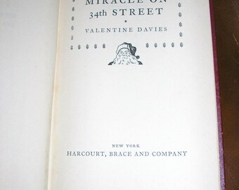 Antique, First Edition, Miracle on 34th Street, Hardcover, 1947, Valentine Davies, VG
