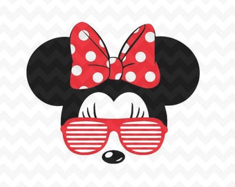 Minnie Mouse svg sunglasses, Layered Disney Minnie Mouse sunglasses cricut silhouette svg file instant download minnie mouse head svg file