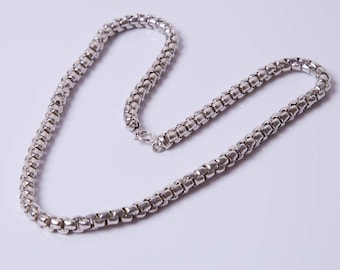 Antique Victorian Sterling Silver Fancy Rolo Link Chain Necklace