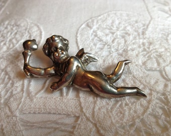 Vintage Sterling Cherub Pin