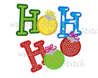 Christmas ornament ho ho ho applique machine embroidery design