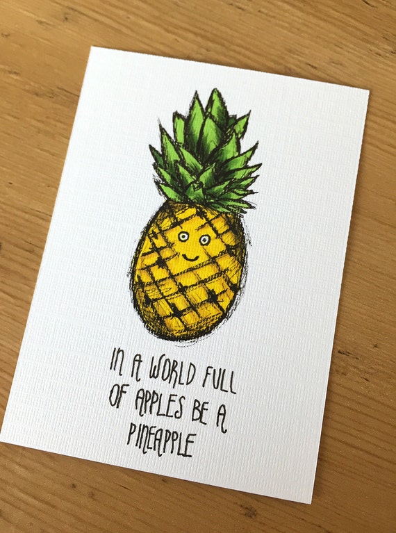 Pineapple illustration ACEO cute fun hand drawn original