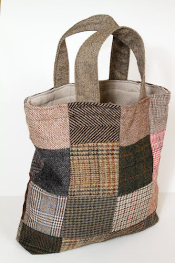 Handmade wool patchwork tote/bag