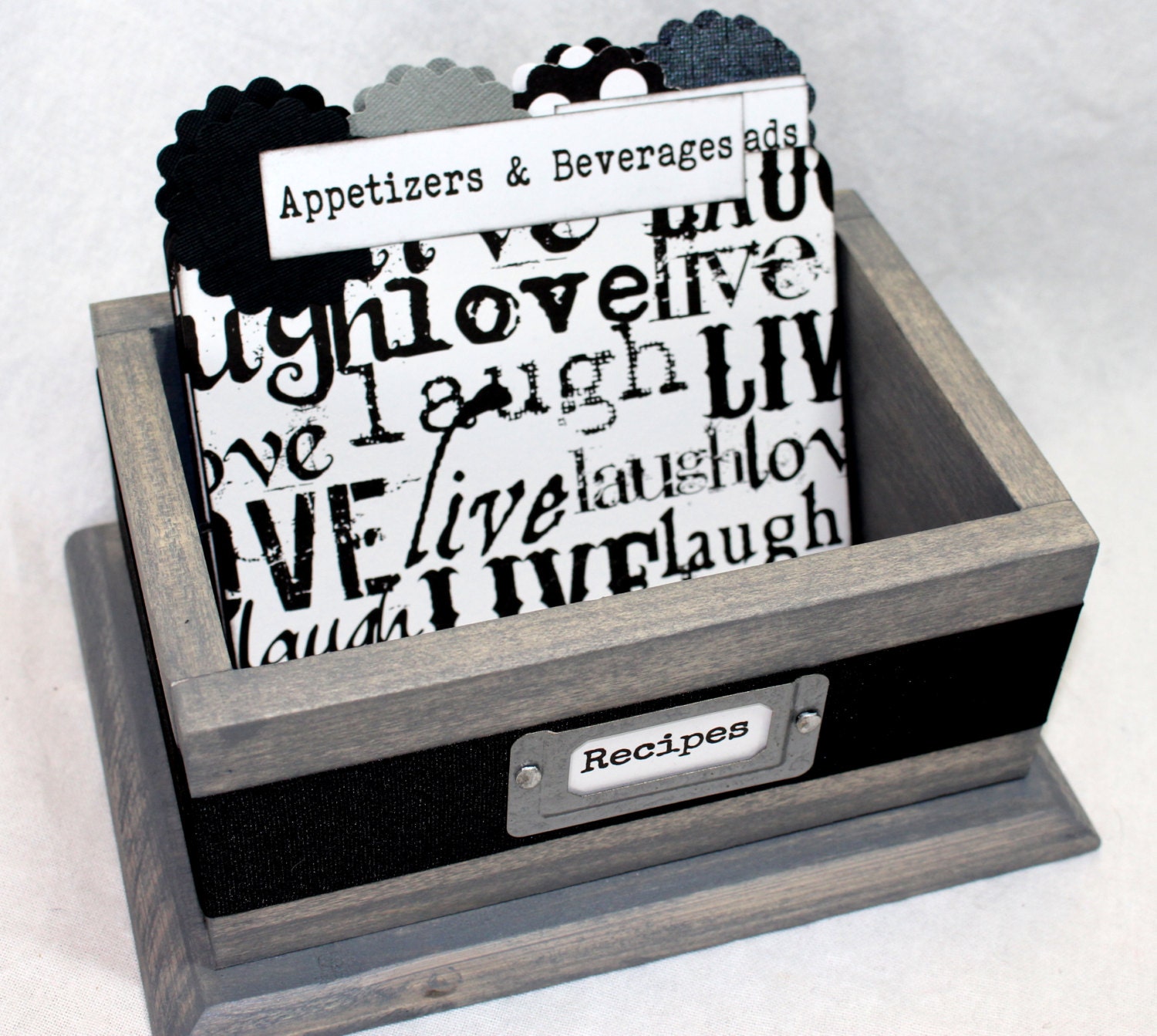 RECIPE BOX Recipe Dividers Recipe Cards Black and White