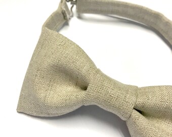 Linen Bow tie, Linen Bowtie, Beige Bow tie, Khaki Bow tie, Neutral Linen Bow tie, Natural Linen Bow tie, Kid's Linen Bow tie, Summer Bowtie