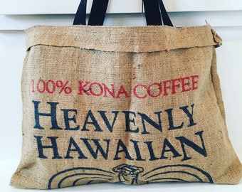 Heavenly Hawaiian Beach Tote/ Market Bag/ Coffee Sack Bag/ Vintage Hawaiian Fabric