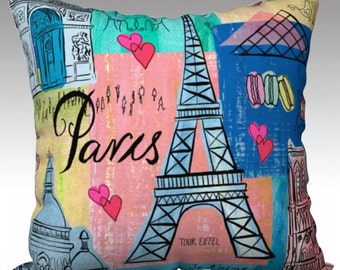 Paris, France Decorative cushion, 18x18