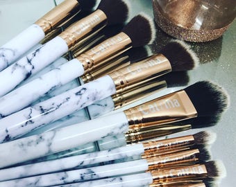 Personalised make up brushes, make up, make up brushes, marble effect brushes, kabuki make up brushes
