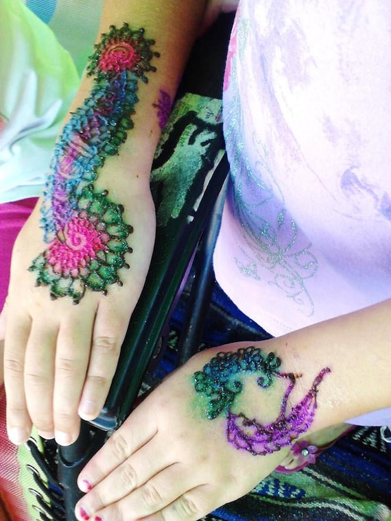 Items similar to Henna  Tattoo and Glitter Tattoo Kit  with 