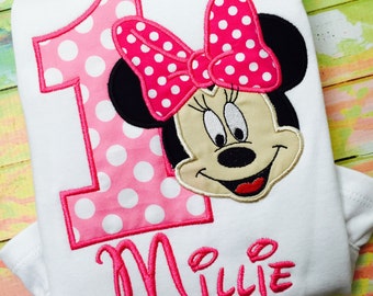 Minnie Mouse Birthday Shirt / Personalized /Birthday/ Minnie Shirt / Pink/ Purple / Red / Minnie party shirt