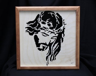 Jesus Christ Wooden Portrait