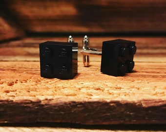 Black brick cuff links - dinner jacket cuff links - wedding - groom - best man - black tie
