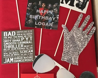 Michael Jackson Inspired Photo Props, Michael Jackson Party Supplies, Michael Jackson Party decorations, King of Pop