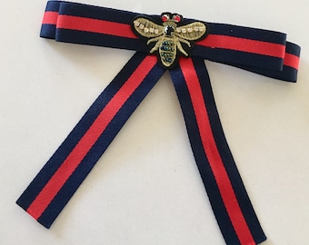 Navy Blue and Red - Gucci Inspired Bowtie