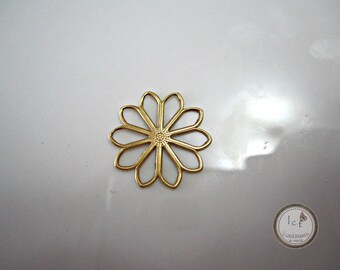 Raw Brass Flower Filigree Brass Ten Petal Flower Filigree Findings Brass Flower Filigree Brass Jewelry Supplies 19mm (1 pc) 27V7