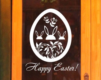 Happy Easter bunny display sticker