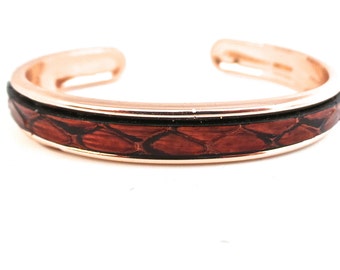 Leather Brown Snake Bangle Bracelet