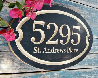 15"x9" Oval House Number Engraved Plaque, Housewarming Gift, Open House Gift, Realtor Gift, Address Sign, House Number, Outdoor Sign, carved