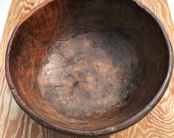 Vintage Old hand-carved wooden bowl