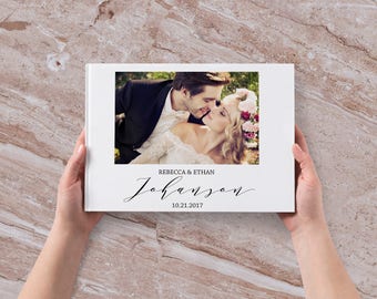 Photo Wedding Guest Book Photo Guestbook Calligraphy Guest book w/ Your Picture Custom Wedding Album Personalized Wedding Book 80-100 pages