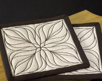 Fabric Drink Coasters. Quilted Drink Coasters set of 2