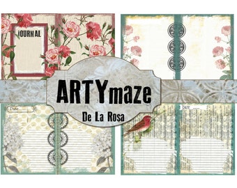 SALE***De La Rosa - PRINTABLE journal kit - 5.5" x 7"