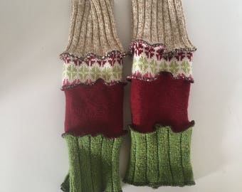 Upcycled fingerless gloves, arm warmers, wrist warmers, repurposed