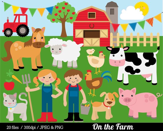 Farm Animal Clipart Farmyard Clip Art Barn Farmer Horse Cow