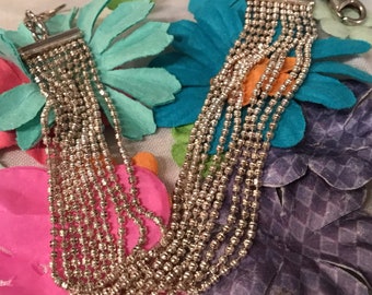 Sterling Silver beaded multistrand bracelet - adjustable length