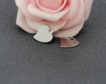 20 12.5 304 stainless steel heart charm 12 mm AC03 x