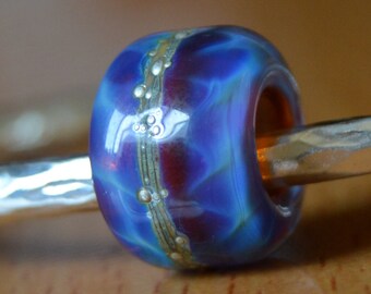 Unique Handmade Lampwork Glass European Charm Bead with Pure Silver - SRA - Fits all charm bracelets - Silver Core Options