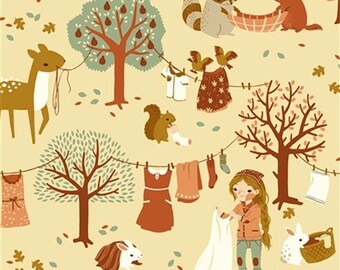 Acorn Trail Laundry Day Canvas from Birch Organic fabrics - Full or Half Yard Soft Lightweight Canvas