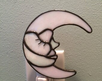 Stained Glass Moon Man Night Light