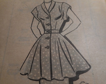 Vintage 1950's Marian Martin 9408 Mail Order Dress or Tunic, Skirt Peplum Sewing Pattern Size Bust 30