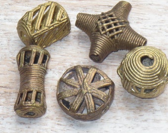 African Tubular Mixed Brass Beads